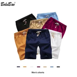 BOLUBAO Men's Shorts New Polyester Shorts For Men Summer Solid Breathable Elastic Waist Casual Male Shorts 7 Colors