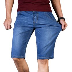 Big Size 40 42 44 46 2019 Summer New Men Business Denim Shorts Fashion Casual Stretch Slim Blue Short Jeans Male