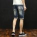 GAAJ Slim Jeans Shorts Men Brand Ripped Summer Capri Men's Fashion Biker Casual Elasticity Distressed Hole Blue Denim Short Jean