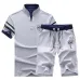 HCXY 2019 Men's Summer Sets Shorts + Short sleeve t shirt Men Beach Shorts Tee Male Elastic waist Shorts homme Solid color