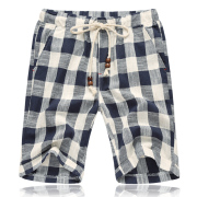 HCXY 2019 Summer style Men's Linen Casual Shorts Men Plaid Striped Linen Cotton Shorts Casual Beach Shorts Men Plus size 5XL