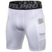 HEFLASHOR Brand New  Men Sports Gym Compression Phone Pocket Wear Under  Layer Short Pants Athletic Tights Shorts Bottoms