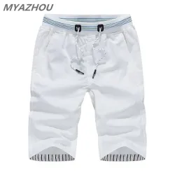 MYAZHOU 5XL Men's Summer Casual Shorts 2019 Solid Color Elastic Waist Fashion Men's Shorts 100% Cotton Brand men Clothing Shorts
