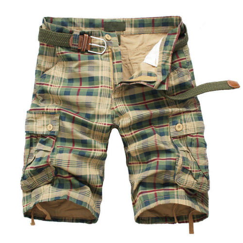 Men Shorts 2019 Fashion Plaid Beach Shorts Mens Casual Camo Camouflage Shorts Military Short Pants Male Bermuda Cargo Overalls