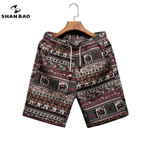 Men's beach shorts personality printing 2019 summer thin section breathable comfort casual men's linen shorts large size M-5XL