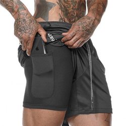 New Arrival 2019 Summer Double-Deck Mens Fitness Bodybuilding Breathable Quick Drying Short Gyms Men Casual Joggers Shorts