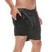 Quick Drying Running Shorts Men's 2 in 1 Security Pocket Shorts Men Leisure Shorts Hips Hiden Zipper Pockets Built-in Pockets