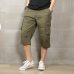 Summer 2019 Long Length Cargo Shorts Men Knee Pocket Casual Cotton Elastic Waist Bermudas Male Military Style Capri Breeche Army