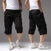 Summer 2019 Long Length Cargo Shorts Men Knee Pocket Casual Cotton Elastic Waist Bermudas Male Military Style Capri Breeche Army