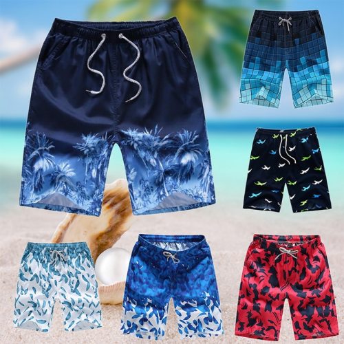 Summer Print Swiming Shorts Men Drawstring Casual Sunga Masculina Loose Quick Dry Board Shorts Elastic Waist Usa Beach Shorts