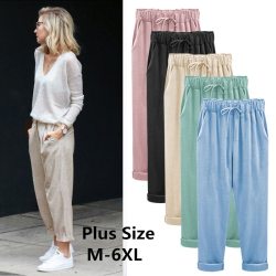 2018 Wide Leg Pants Harem Pant Female Trousers Casual Spring Summer Loose Cotton Linen Overalls Pants Plus Size  Candy Color