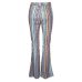 2018 Women Striped Printed New Boho Flare Pants High Elastic Waist Vintage Soft Stretch Ethnic Style Bell Bottom Hippie Pants