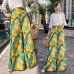 2018 Women's Summer Casual Retro Print Bohemian Wide Leg Pants High Waist Wide Legs Trousers Skirts Mopping Beach Holiday Pants