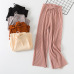 2018 new PANT WOMEN GIRL solid color pleated wide leg female summer high waist chiffon long students Korean fashion casual pants