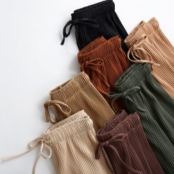 2018 new wide leg pants Korean version of the wild nine pants loose wide leg pants female summer sense high waist pants