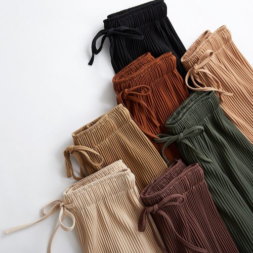 2018 new wide leg pants Korean version of the wild nine pants loose wide leg pants female summer sense high waist pants