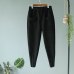 2018 spring new carrot pants elastic waist good quality suede big pocket carrot pants feet pace casual pants Embossed trousers