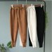 2018 spring new carrot pants elastic waist good quality suede big pocket carrot pants feet pace casual pants Embossed trousers