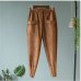 2018 spring new carrot pants elastic waist good quality suede big pocket carrot pants feet pace casual pants Embossed trousers