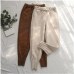 2018 spring new carrot pants elastic waist good quality suede big pocket carrot pants feet pace casual pants Embossed trousers