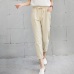 2019 Chic Leisure Cotton Linen Long Pants Women Elastic Waist Pockets Loose Pants Plus Size 2XL Casual Trousers Leisure Pants