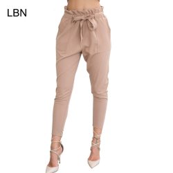 2019 New Brand High Elastic Waist Harem Pants Women Spring Summer Fashion Ninth Pants Female Office Lady Black Trousers Belt