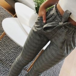 2019 OL high waist harem pants bow tie drawstring sweet elastic waist pockets casual trousers pantalones