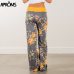 Aproms Yellow Color Blocked Wide Leg Pants Women Summer 2019 Streetwear High Waist Pants Elastic Casual Drawstring Long Trousers