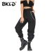 BKLD Summer 2019 Female High Waist Harem Pants Women Fashion Slim Solid Color Long Pants Hip Hop Pant Streetwear With Chains