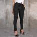 BornToGirl Casual Slim Chiffon Thin Pants For Women High Waist Black Khaki Green Pants