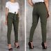 BornToGirl Casual Slim Chiffon Thin Pants For Women High Waist Black Khaki Green Pants