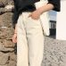 Capris Women Casual Solid Zipper Simple Loose Trousers Womens All-match Trendy Straight High Waist Pants Students Korean Style