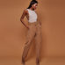 Casual Pants High Waist Autumn Belted Straight Leg Slacks Office Lady Suit Pants Women Trousers