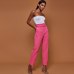 Casual Pants High Waist Autumn Belted Straight Leg Slacks Office Lady Suit Pants Women Trousers