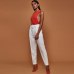 Casual Pants High Waist Autumn Belted Straight Leg Slacks Office Lady Suit Pants Women Trousers