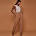 Casual Pants High Waist Autumn Belted Straight Leg Slacks Office Lady Suit Pants Women Trousers