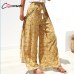 Conmoto Casual High Waist Wide Leg Pants Women 2019 Summer Beach Split Trousers Female Holiday Vintage Floral Prints Capris