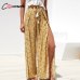 Conmoto Casual High Waist Wide Leg Pants Women 2019 Summer Beach Split Trousers Female Holiday Vintage Floral Prints Capris