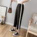 Cotton Linen Ankle Length Pants Women's Spring Summer Casual Trousers Pencil Casual Pants Striped Women's Trousers Green Pink