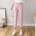 Cotton Linen Ankle Length Pants Women's Spring Summer Casual Trousers Pencil Casual Pants Striped Women's Trousers Green Pink