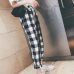 Fashion Black White Plaid Harem Pants Women Autumn Casual Pants Clothes Loose Drawstring Pants Clothing