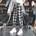 Fashion Black White Plaid Harem Pants Women Autumn Casual Pants Clothes Loose Drawstring Pants Clothing