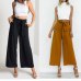 Fashion Womens Palazzo Pants Culottes Loose High Waist Wide Solid Leg Long Trousers Solid Summer Autumn