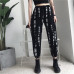 Harajuku Pants Women Elastic Waist Fashion Chinese Characters Printed Loose Calf-Length Pant