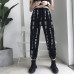 Harajuku Pants Women Elastic Waist Fashion Chinese Characters Printed Loose Calf-Length Pant