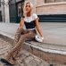 Hugcitar high waist leopard print flare leggings 2018 autumn winter women fashion sexy bodycon trousers club pants