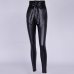 InstaHot Gold Black Belt High Waist Pencil Pant Women Faux Leather PU Sashes Long Trousers Casual Sexy Exclusive Design Fashion