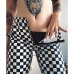 InstaHot Plaid Zipper Checkered Straight Pants Women Fashion Casual Slim Pockets Long Pants Black White Pencil Pantalon Femme