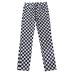 InstaHot Plaid Zipper Checkered Straight Pants Women Fashion Casual Slim Pockets Long Pants Black White Pencil Pantalon Femme