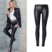 LOGAMI Faux Leather Pants Women Elastic Zipper Leather Pants Trousers 2018 Leren Broeken